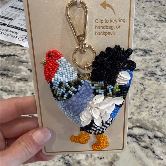 Haute Hippie Multicolor Beaded Rooster Key Charm - Picture 3 of 3